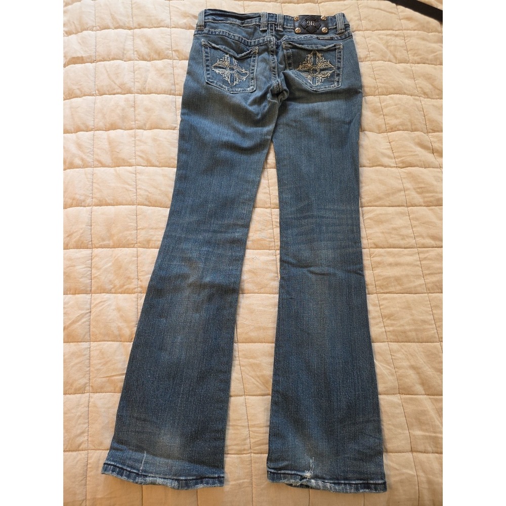 Womens's Miss Me JP5004 Boot Cut Jeans Embroidery Back Pockets Size 27 Low‎ Rise